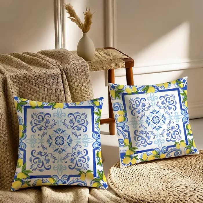 Housse de coussin en peluche douce Lemon Cushion Cover |   Housse de coussin imprimée double face |   Canapé et décoration intérieure