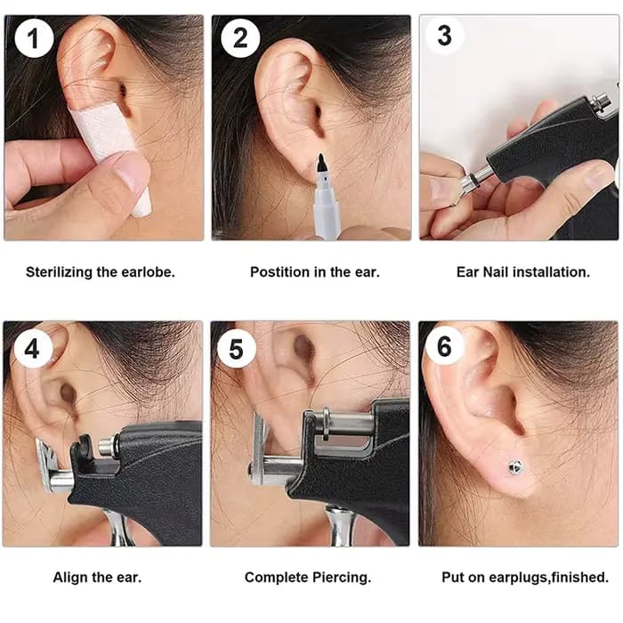 Kit d'outils pour pistolet de perçage d'oreille, outils de pointe de boucles d'oreilles, oreilles, nez, nombril, lèvres, clous, boucles d'oreilles, Kits de pois à domicile