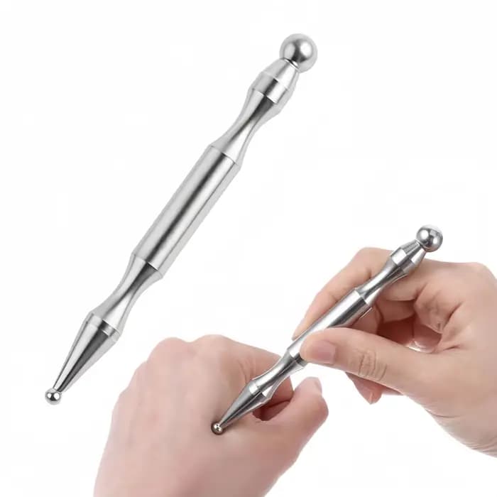 Stylo de massage double tête en acier inoxydable