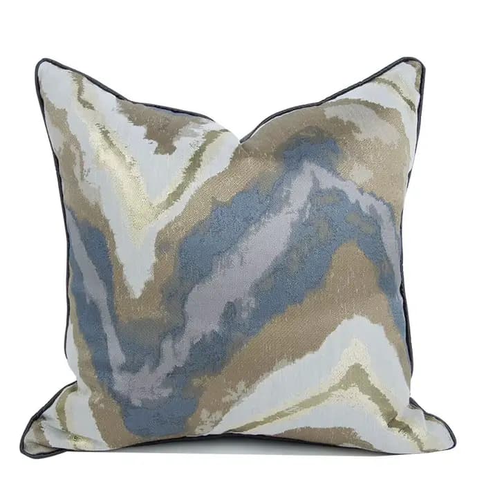 Housse de coussin de canapé de luxe, Design abstrait bleu or, géométrique pour la décoration de la m