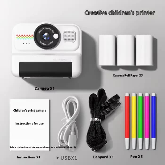 Caméra d'impression pour enfants, papier thermique HD, prête à tirer, Mini appareil Photo rétro, Pho