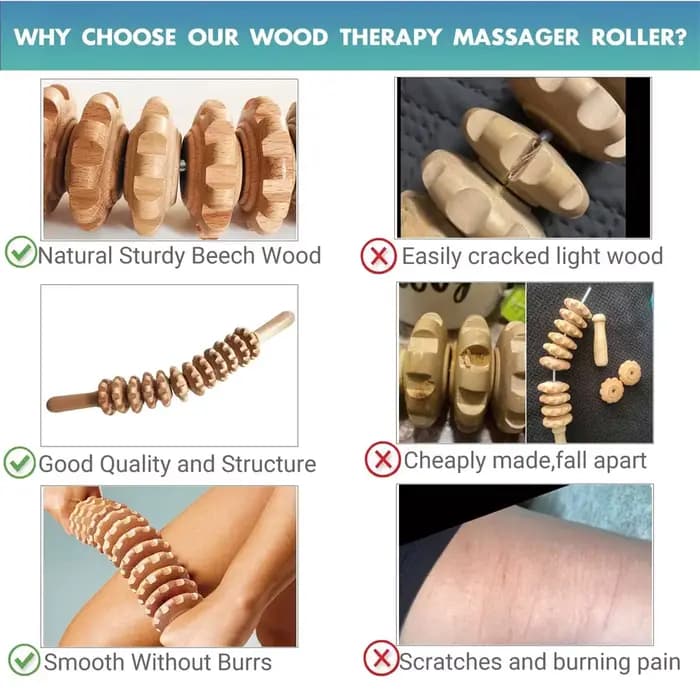 Rouleau de massage en bois naturel incurvé pour la taille et les cuisses, rouleau corporel multifonc