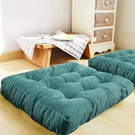 Grand coussin de sol carré en velours côtelé capitonné pour adultes et enfants, coussin de chaise po