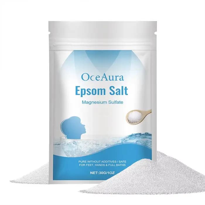 Epsom sel magnésium sulfate hydratant exfoliant pur naturel pieds mains bain corps Relaxation soulag