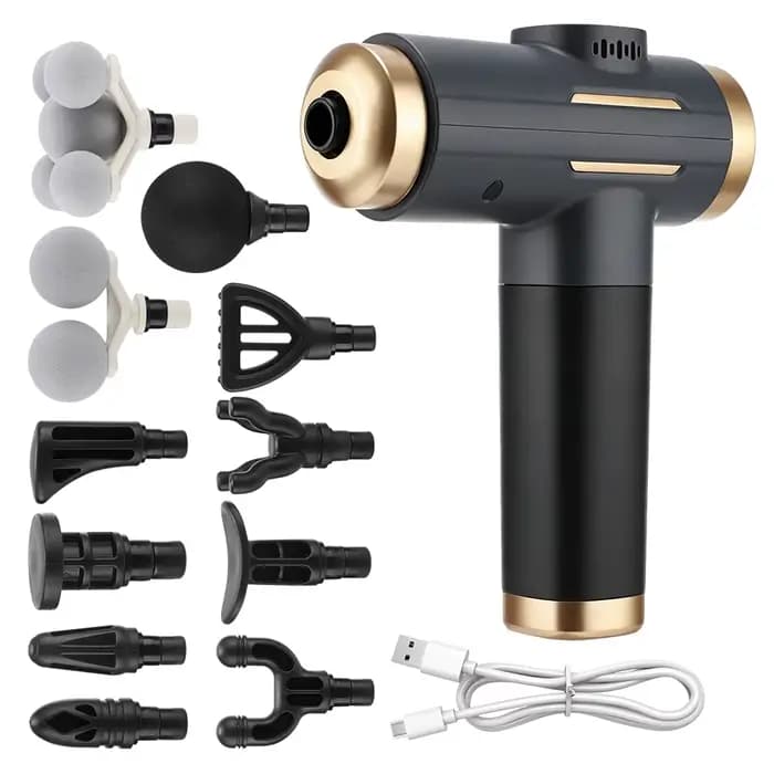 Pistolet de massage à 99 niveaux avec écran LCD, 11 têtes, 1500 mAh, pour relaxation musculaire prof