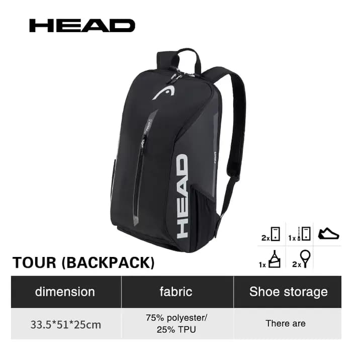 HEAD TOUR série sac à dos de Tennis Original 1-2Pack sac de raquette de Tennis de tête Padel sac à b