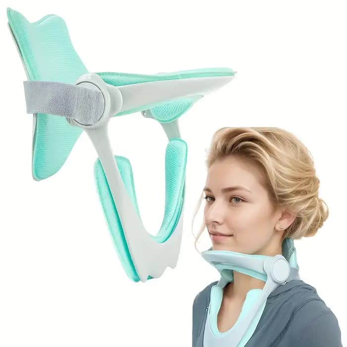 Oreiller ergonomique de soutien du cou avec sangle réglable • Polyester respirant • Confort et durab