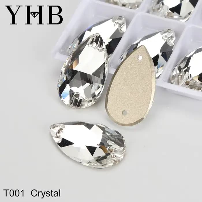 YHB Top qualité goutte verre cristal AB clair de lune pierres à coudre Flatback coudre sur strass po