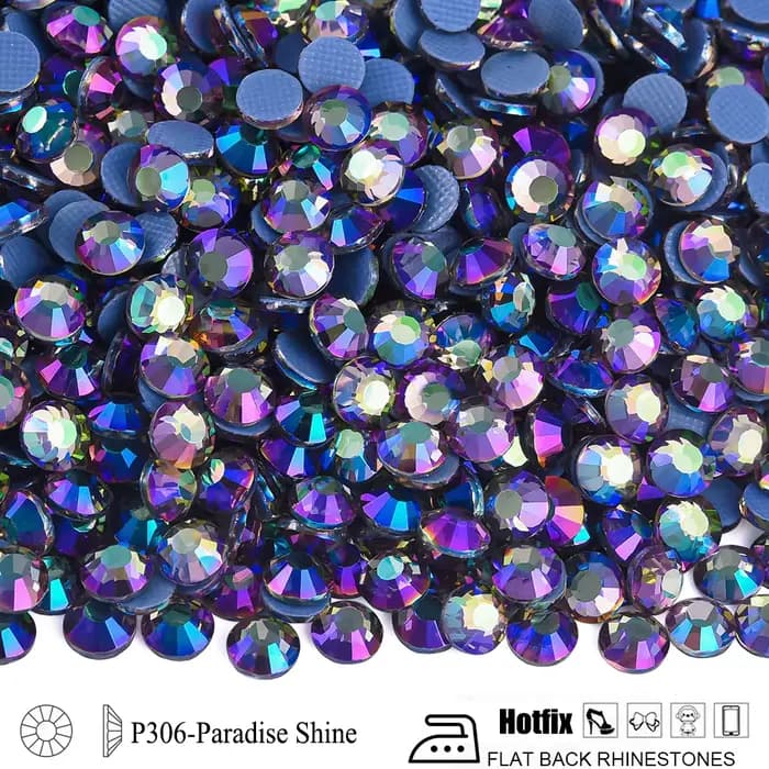 OLeeya-P306 Paradis Brcorporelle Hotfix Verre Strass Clip Flatback Paillettes Strass Charbon pour Vê