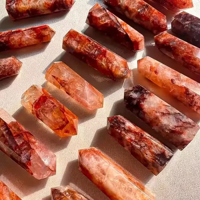 1 tour de cristal de quartz rouge pour jardin | Présentoir de cristaux naturels | Objet de colle