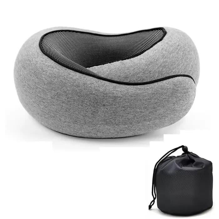 Oreiller de voyage en forme de U en mousse à mémoire de forme, style escargot, soutien du cou, porta