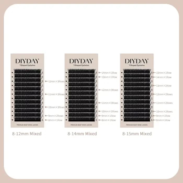 DIYDAY YY Extension de cils en forme de C D Curl Faux cils de vison en gros YY forme Faux cils pour