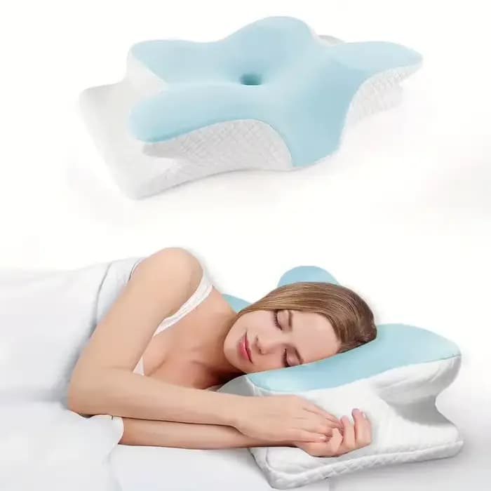 Oreillers en mousse à mémoire de forme en forme de papillon, oreiller cervical relaxant à rebond len