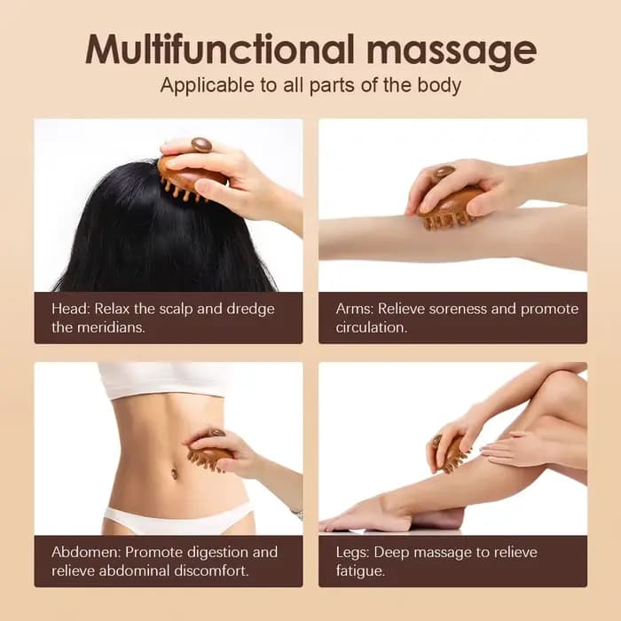 Peigne de Massage en bois de santal, anneau de doigt, peigne méridien, masseur de cuir chevelu, bros