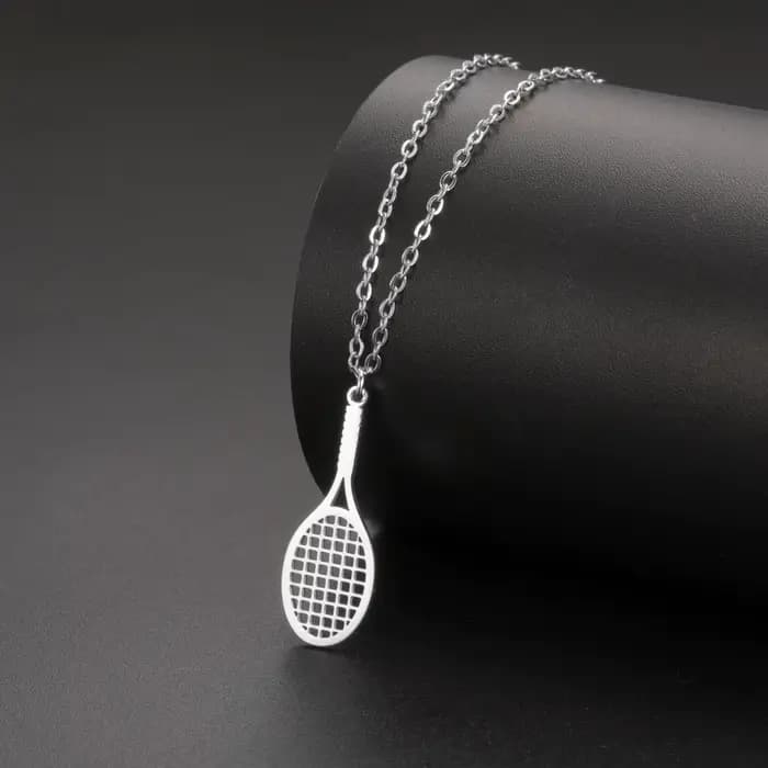 Collier avec pendentif balle de tennis pour homme et femme, bijou sportif creux couleur or, chaîne e