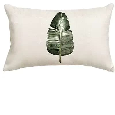 Juste de coussin rectangulaire en lin avec plante verte, taie d'oreiller, décoration de canapé, mais