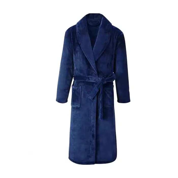 Peignoir de bain à revers pour hommes et femmes, manches longues, longueur aux genoux, avec poches à