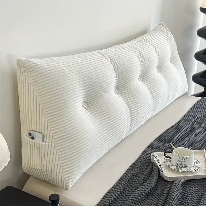 Oreiller pour lire au lit, coussin de dossier rayé avec fermeture éclair, oreiller de soutien lombai