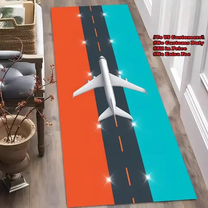 Tapis de piste d'atterrissage d'aéroport, tapis de jeu pour enfants, tapis de couloir décoratif avio