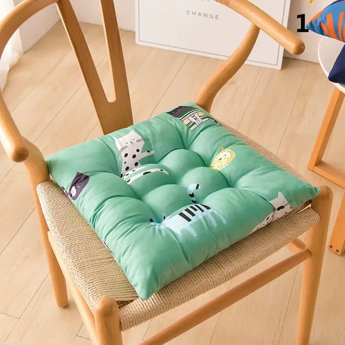 Oreiller de dossier carré en coton pour ordinateur de bureau, coussins de tabouret imprimés, coussin