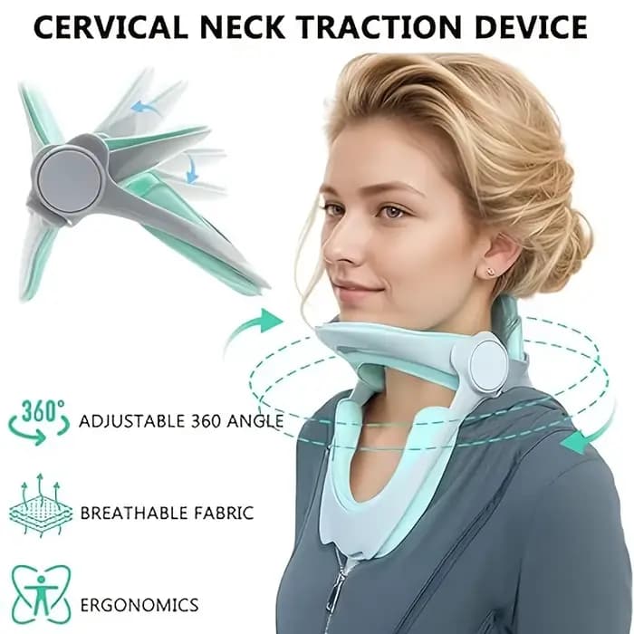 Oreiller ergonomique de soutien du cou avec sangle réglable • Polyester respirant • Confort et durab