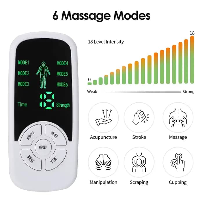 Stimulateur musculaire électrique à impulsion EMS, masseur pour le dos et le cou, Acupuncture Tens,