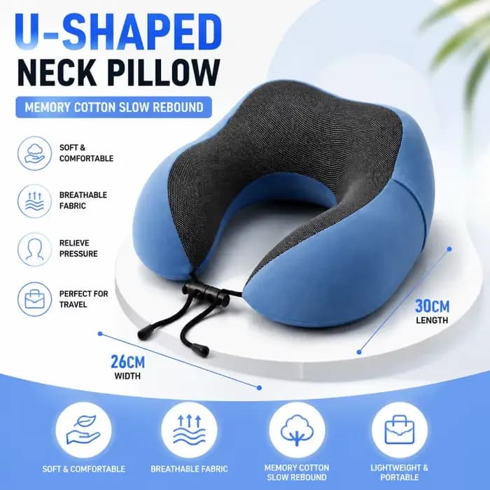 Oreiller cervical en mousse à mémoire de forme, coussin de voyage en forme de U doux pour soutenir l