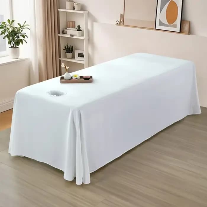 Lit SPA couverture complète jupe blanche pour Salon de beauté Table de Massage drap couvre-lit de Ma