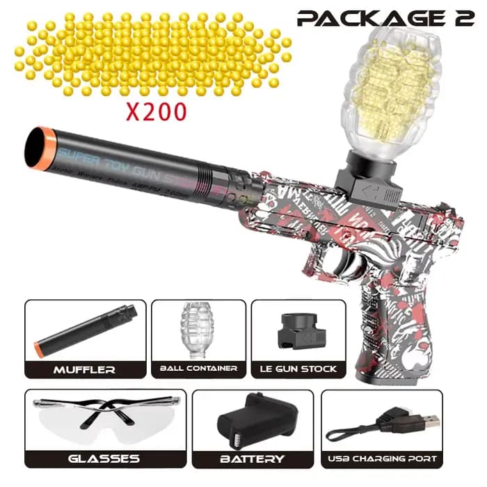 Pistolet jouet G18. Pistolet jouet électrique à balle en caoutchouc souple, rechargeable à grande vi