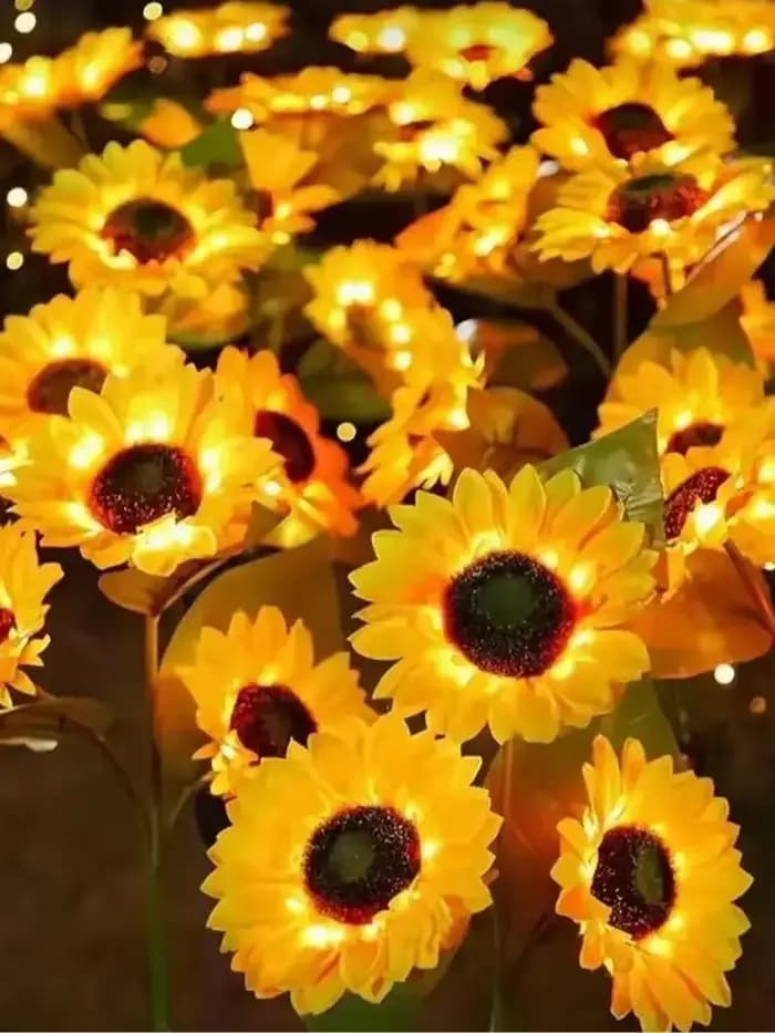 Lampe de tournesol à énergie solaire, LED étanche, pour l'extérieur, insertion au sol, lampe de pelo