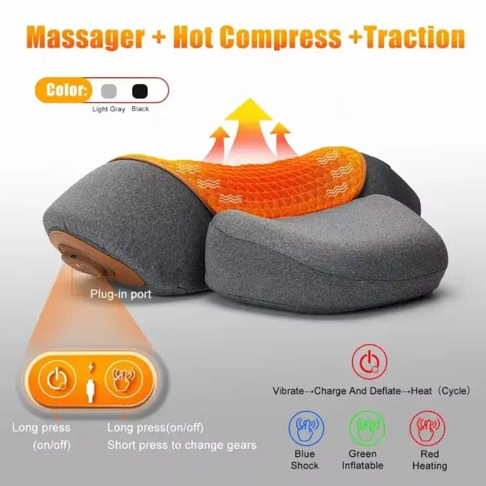 Oreiller masseur de cou électrique civière cervicale chauffage Vibration Massage dos Traction orthop