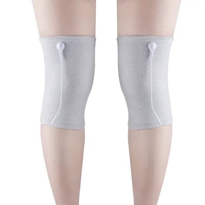 Paire de genouillères de Massage à électrodes en Fiber conductrice, genouillères TENS avec câble cou