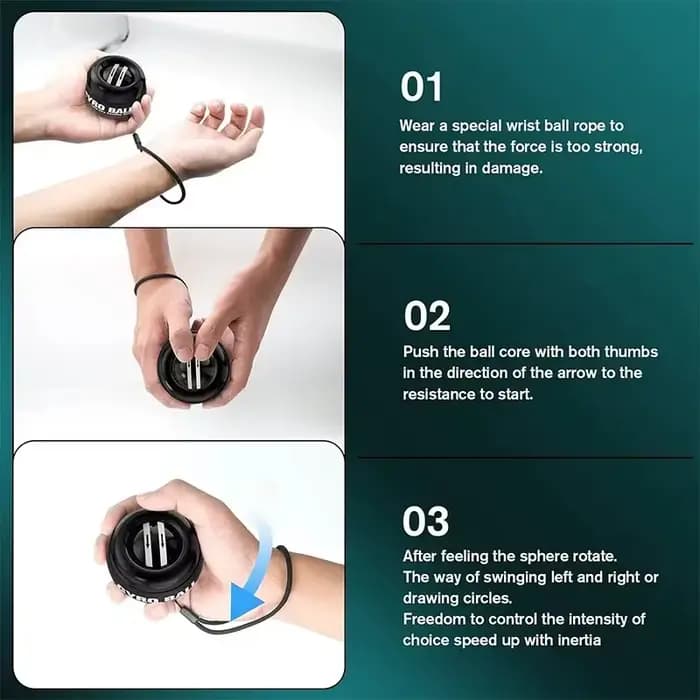 Balle d'entraînement de poignet à LED, renforceur de poignet gyroscopique à démarrage automatique, b