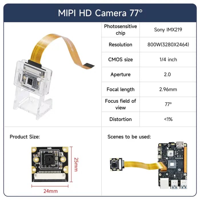 Yahboom – Module de caméra RDK MIPI HD 77/120/160, Angle de champ de vision en option avec Interface