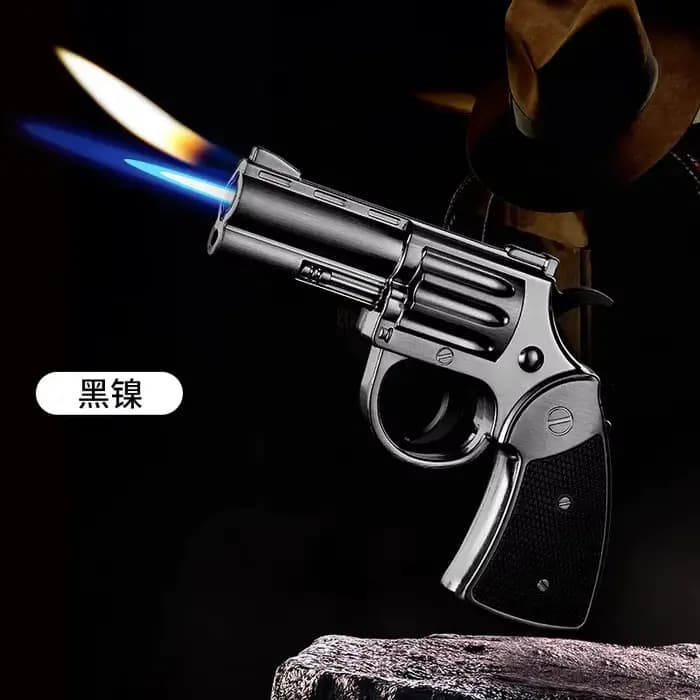 Briquet pistolet coupe-vent en métal pour cigares, allume-cigare gonflable à flamme réglable, access