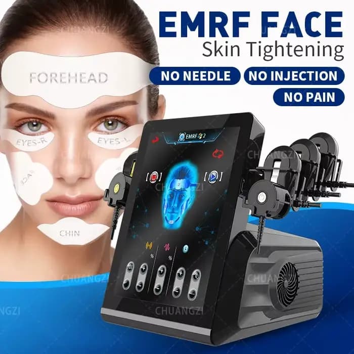 Appareil de lifting facial par électrostimulation EMS RF, 6 poignées, coussinets sculptants pour le