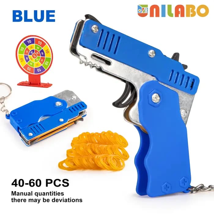 Pistolet à élastique en alliage, Mini pistolet jouet pliable, porte-clés, prise de vue rapide, 6 cao
