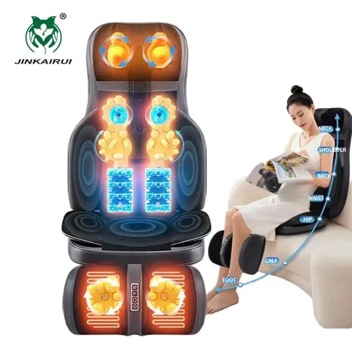 Masseur de dos de cou Shiatsu avec chaleur, coussin de chaise de massage à pétrissage 2D ro 3D, mass