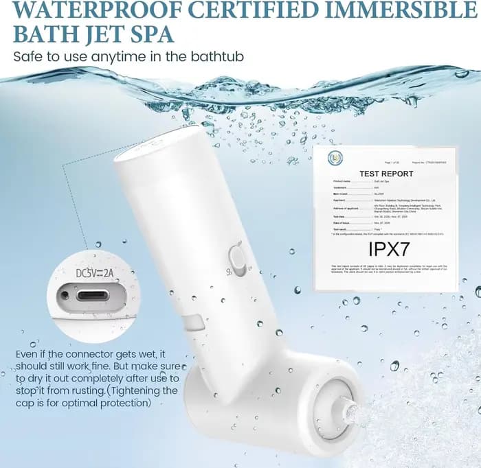 Jet de bain spa sans fil rechargeable, accessoire de baignoire 2-en-1 bulles et massage, spa domesti