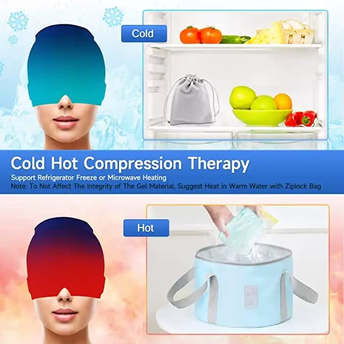 Gel de thérapie chaude et froide, soulagement des maux de tête et de la Migraine, capuchon pour chim