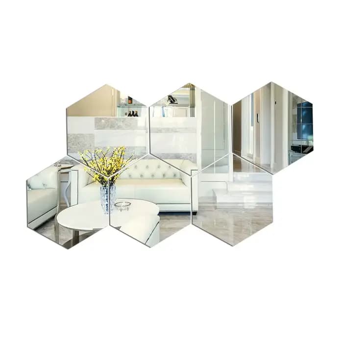 Autocollant mural miroir hexagonal 3D, plusieurs tailles, bricolage, arrière-plan de télévision, sal