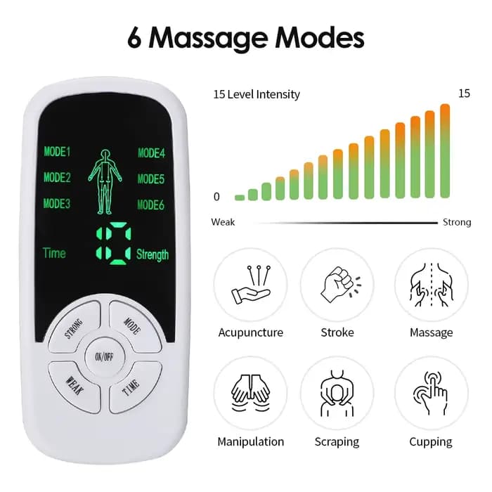 Stimulateur musculaire électrique EMS avec 8 électrodes de massage, appareil de thérapie numérique d