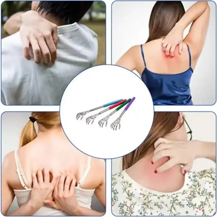 Gratte-dos réglable en acier inoxydable avec griffe rétractable pour un massage portable et pratique