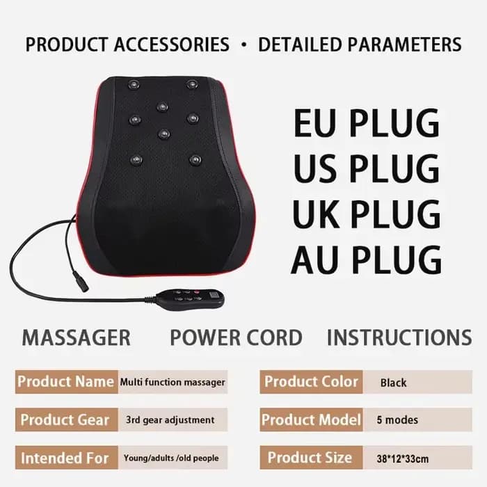 Masseur électrique de corps de traction cervicale de cou de tête de Shiatsu oreiller de dos de voitu