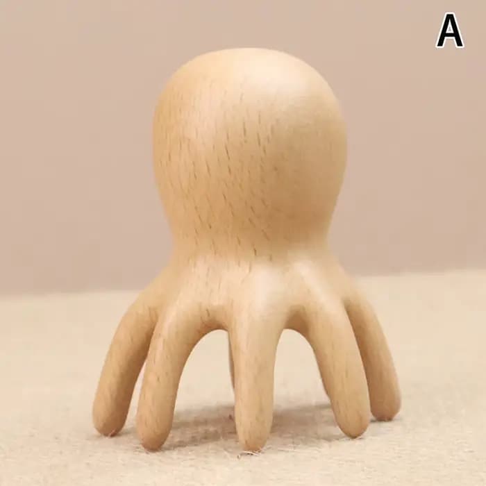 Peigne de Massage poulpe en bois de santal, tête méridienne, grattage du cuir chevelu, brosse d'acup