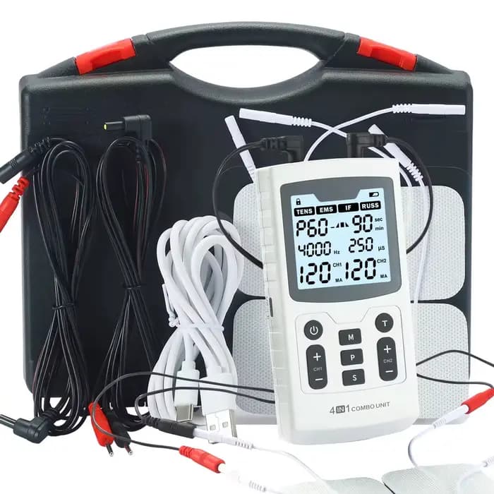 Stimulateur musculaire électrique 4 en 1, 60 Modes de Massage, thérapie de physiothérapie combinée,