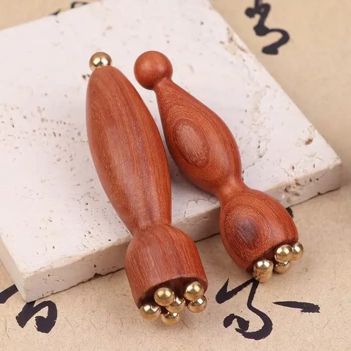 Pépine de Lotus portative beauté professionnelle en laiton et palissandre Gua Sha outil de Relaxation des yeux méridiens de taches Massage des points d'acupuncture