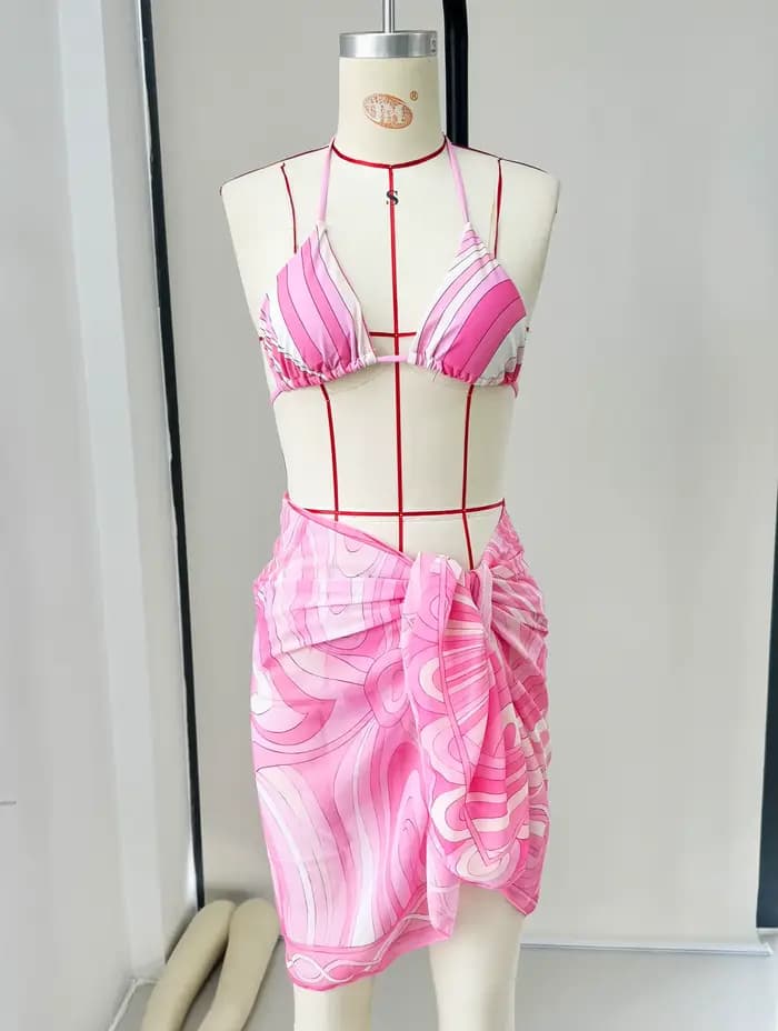 Maillot de bain Sexy Bikini avec jupe maillot de bain femmes sépare maillots de bain 3 pièces maillot de bain maillot de bain été