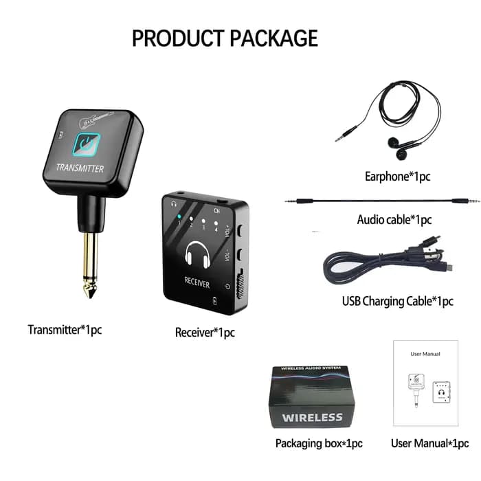 Système IEM, système de monitoring intra-auriculaire sans fil avec émetteur et récepteur cravate, récepteur cravate SUID, pour répétitions de groupe