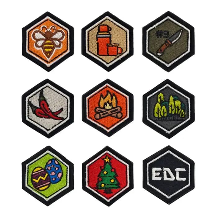 Patch brodé Hexagon Campfire Forest à fixation auto-agrippante, applique DIY pour sacs à dos et sacs, accessoires de réparation de vêtements, patchs à coudre